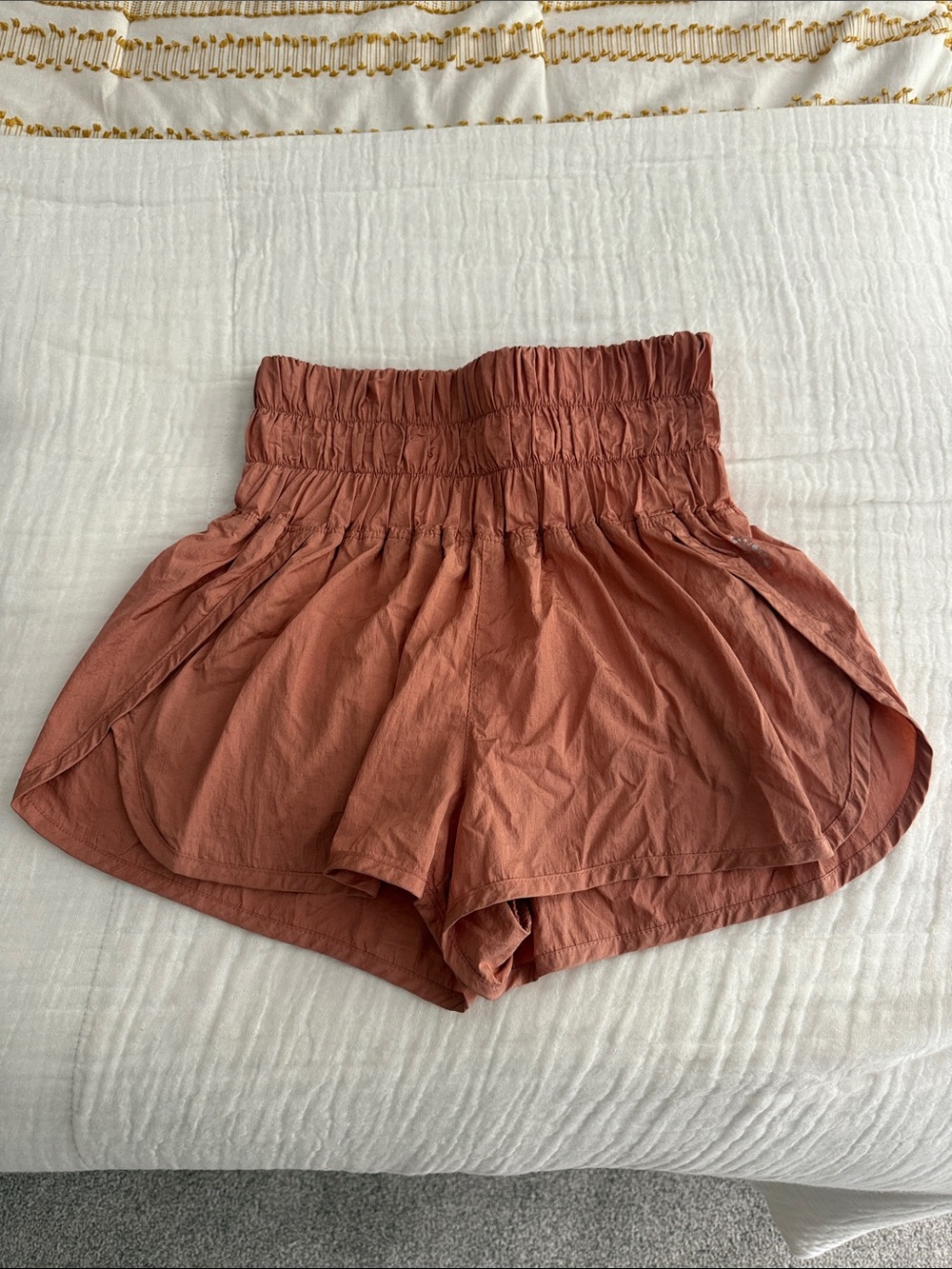 Free People Movement Women’s High-Waist Rust Elastic Waist Shorts